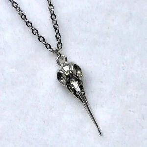 Handmade Raven Bird Crow Skull Steel Necklace Goth Punk Dark Emo New NWT